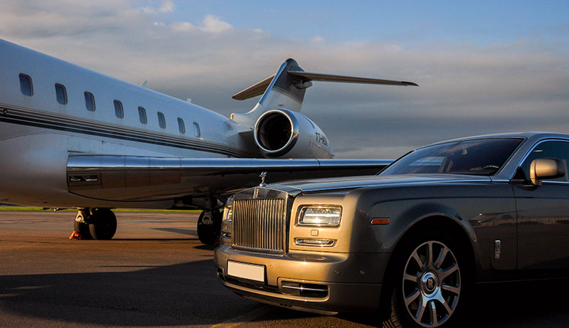 Luxury car rental service with private chauffeur